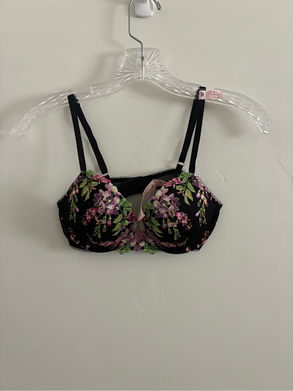 Victoria secret size 32b Emboidered floral Balconette Bra - Black